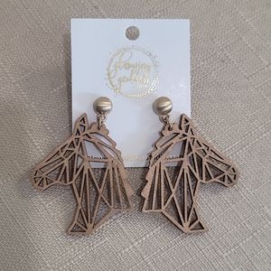 Tan Horse wooden earrings